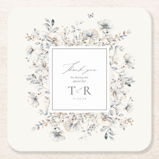 Delicate Wildflower Border Bedankt ID1102 Kartonnen Onderzetters (Voorkant)