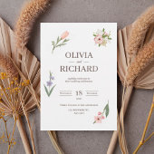 Delicate Wildflower Botanical Wedding Invitation Kaart