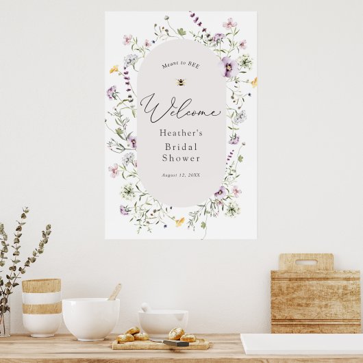 Delicate Wildflower Bruidsuitnodiging Poster (Keuken)