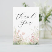Delicate Wildflower bruiloft Bedankkaart (Staand voorkant)