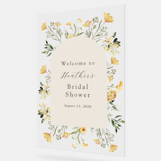 Delicate Wildflower Bruiloft Feestelijke Ontvangst Acryl Bord (Hoek)