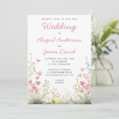 Delicate Wildflower bruiloft Kaart (Staand voorkant)