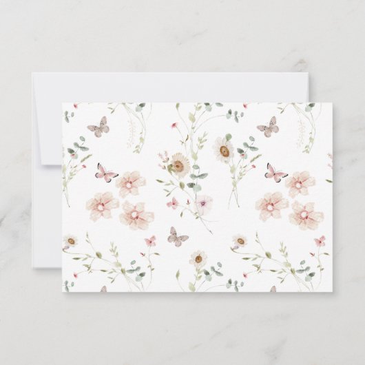 Delicate Wildflower bruiloft RSVP Kaartje (Achterkant)