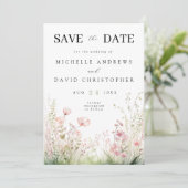 Delicate Wildflower bruiloft Save The Date (Staand voorkant)