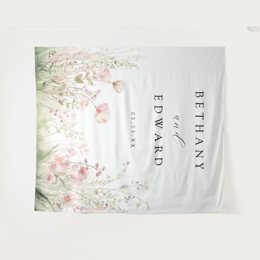 Delicate Wildflower bruiloft Wandkleed (Voorkant (horizontaal))