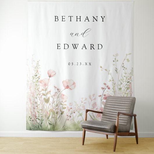Delicate Wildflower bruiloft Wandkleed (In situ)