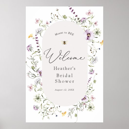 Delicate Wildflower Bruiloftsshower Welkomstposter Poster (Voorkant)