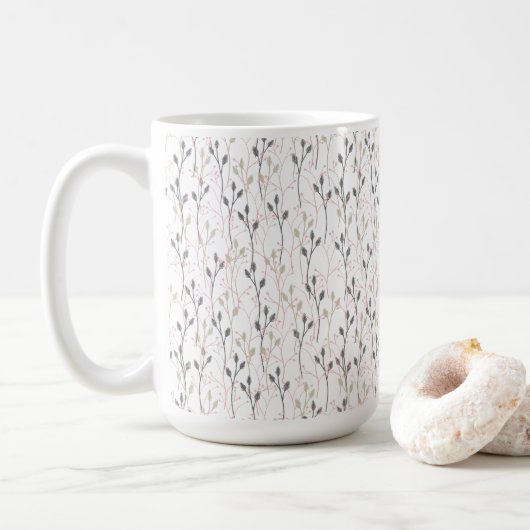Delicate Wildflower Design in Zachte Pastels Koffiemok (Met donut)