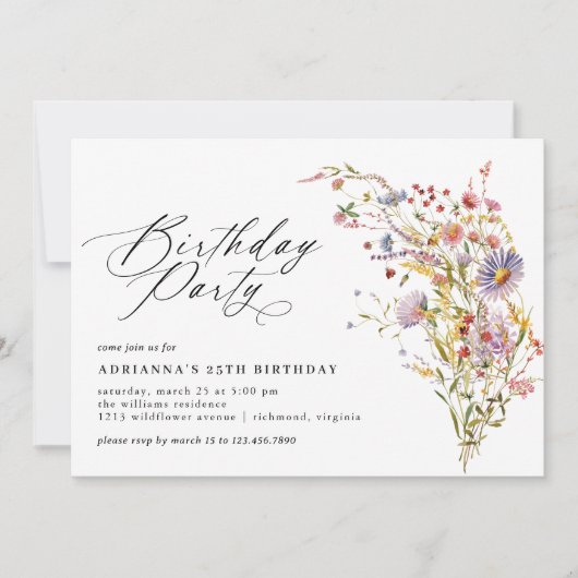 Delicate Wildflower Elegant Elke leeftijd Volwasse Kaart (Voorkant)