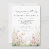 Delicate Wildflower Engagement Party Kaart (Voorkant)