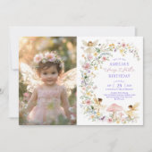 Delicate Wildflower Fairy Eerste 1e Verjaardag Fot Kaart (Voorkant)