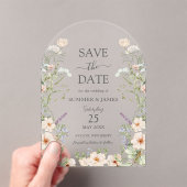 Delicate Wildflower Floral Wedding Save the Date Acryl Uitnodigingen (Insitu (Draagbaar))