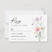 Delicate Wildflower Garden Wedding RSVP Card (Voorkant)