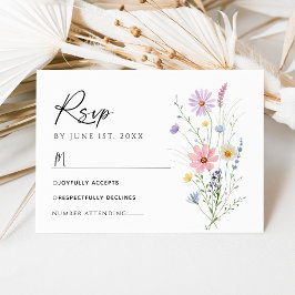 Delicate Wildflower Garden Wedding RSVP Card Kaartje