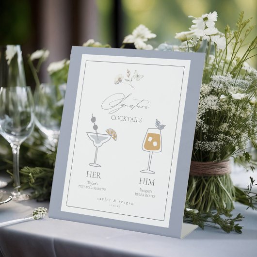 Delicate Wildflower Handtekening Drinken ID1102 Reclamebord Met Voetstuk