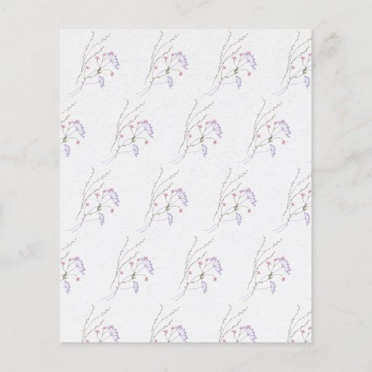 Delicate Wildflower Kalligrafie Cream Event Menu (Achterkant)