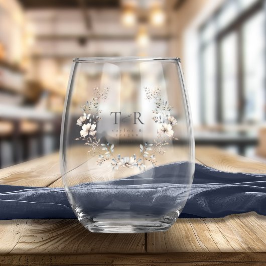 Delicate Wildflower Krans Huwelijk ID1102 Wijnglas Zonder Voet