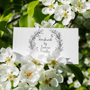 Delicate Wildflower Krans & Script Handgemaakt doo Rubberstempel