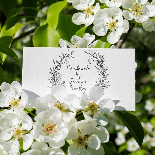 Delicate Wildflower Krans & Script Handgemaakt doo Rubberstempel