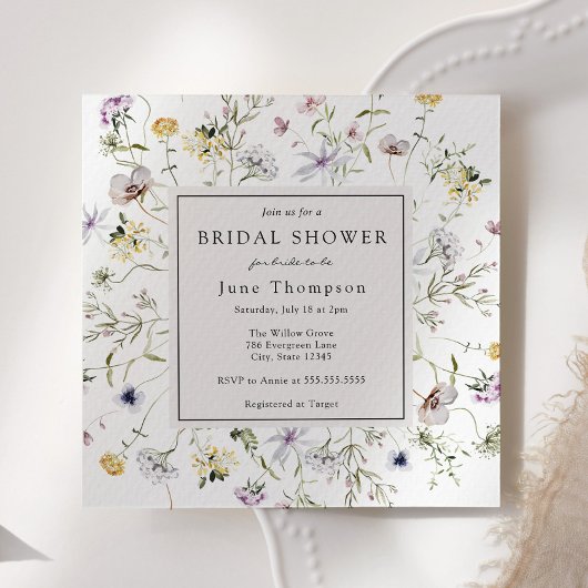 Delicate Wildflower Lijst bruidsdouche uitnodiging