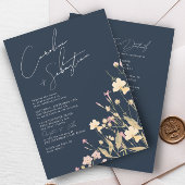 Delicate Wildflower Marine RSVP QR Code Bruiloft Kaart
