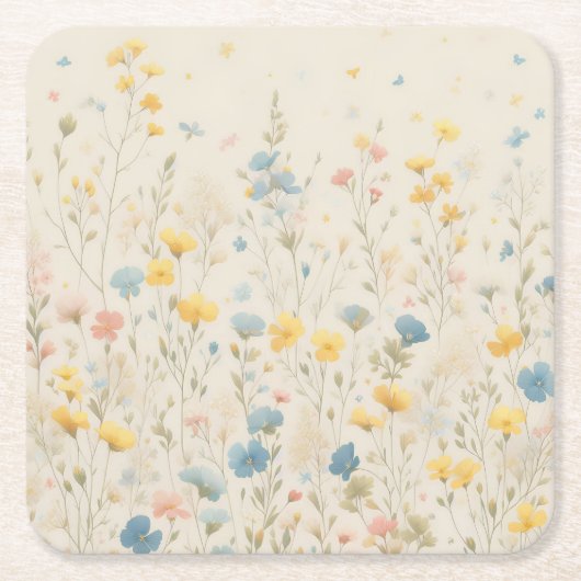 Delicate Wildflower Meadow Art Kartonnen Onderzetters (Voorkant)