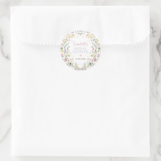 Delicate Wildflower Meadow Vrijgezellenfeest Favor Ronde Sticker (Tas)