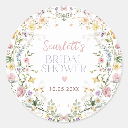 Delicate Wildflower Meadow Vrijgezellenfeest Favor Ronde Sticker (Voorkant)