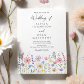 Delicate Wildflower Meadow Wedding Kaart