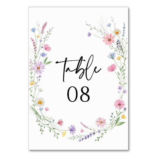 Delicate Wildflower Meadow Wedding Kaart (Achterkant)