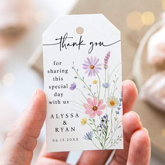 Delicate Wildflower Meadow Wedding Thank You Cadeaulabel