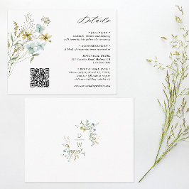 Delicate Wildflower Modern Boho bruiloft details Informatiekaartje