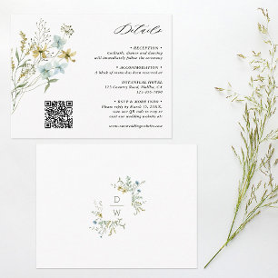 Delicate Wildflower Modern Boho bruiloft details Informatiekaartje