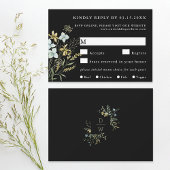 Delicate Wildflower Modern Boho Bruiloft Zwart RSVP Kaartje