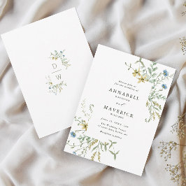 Delicate Wildflower Moderne Boho Bloemen Bruiloft Kaart