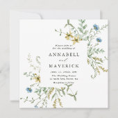 Delicate Wildflower Moderne Boho bruiloft Kaart (Voorkant)