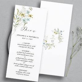 Delicate Wildflower Moderne Boho bruiloft Menu