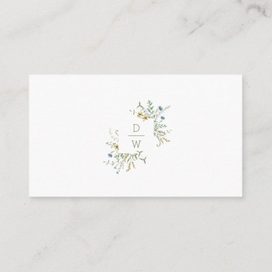 Delicate Wildflower Moderne Boho Bruiloft RSVP Informatiekaartje (Achterkant)