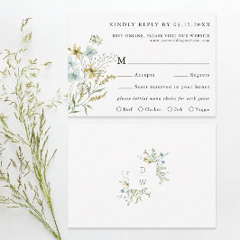 Delicate Wildflower Moderne Boho bruiloft RSVP Kaartje