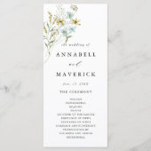 Delicate Wildflower Moderne Boho Trouwceremonie Programmakaart (Voorkant)