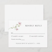 Delicate Wildflower Paarse Huwelijksreactie RSVP Kaart (Voorkant / Achterkant)