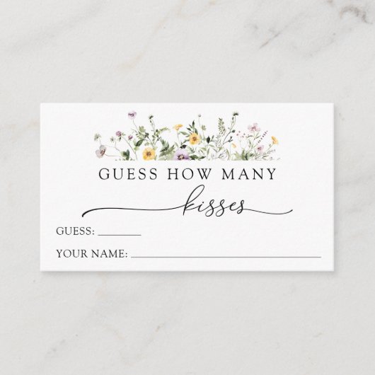 Delicate Wildflower raad hoeveel Kisses Game Informatiekaartje (Voorkant)