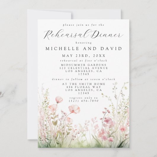 Delicate Wildflower repetitie diner Kaart (Voorkant)