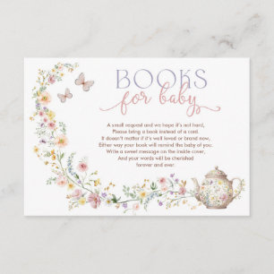 Delicate Wildflower Tea Party Boeken voor Baby Informatiekaartje