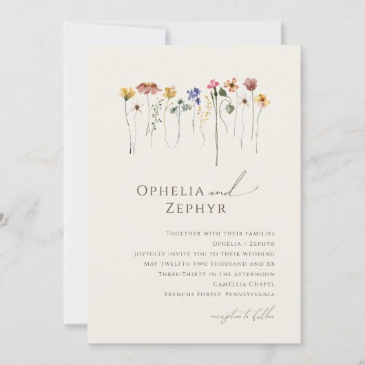 Delicate Wildflower | Uitnodiging voor weddenschap (Voorkant)