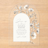 Delicate Wildflower Waterverf Boog Wedding ID1102 Acryl Uitnodigingen (Voorkant)