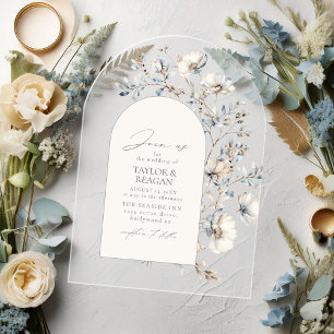 Delicate Wildflower Waterverf Boog Wedding ID1102 Acryl Uitnodigingen