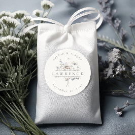 Delicate Wildflower Waterverf Trouwnaam ID1102 Ronde Sticker