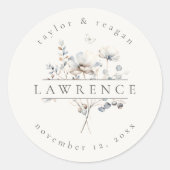 Delicate Wildflower Waterverf Trouwnaam ID1102 Ronde Sticker (Voorkant)