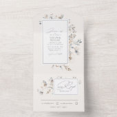 Delicate Wildflower Waterverf Wedding ID1102 All In One Uitnodiging (Binnen)